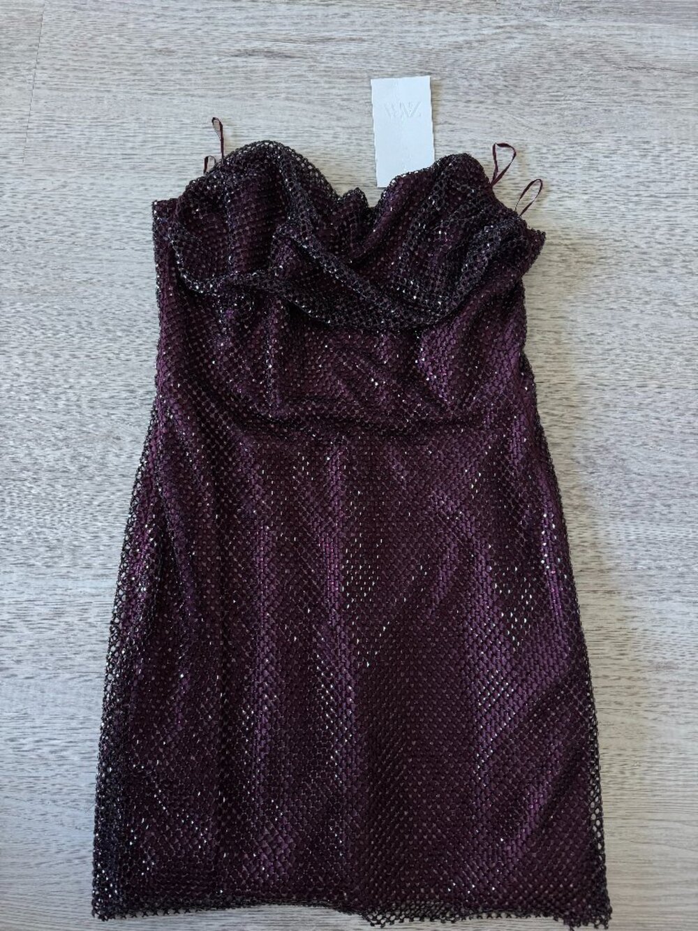 ZARA Sequin Strapless Mini Dress | Sweetheart Neck | Aubergine | NWT | Size S - Picture 10 of 14